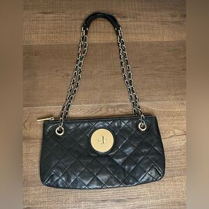 DKNY Black Leather Napa Quilted Crossbody Purse Pre-Owned Fair Condition